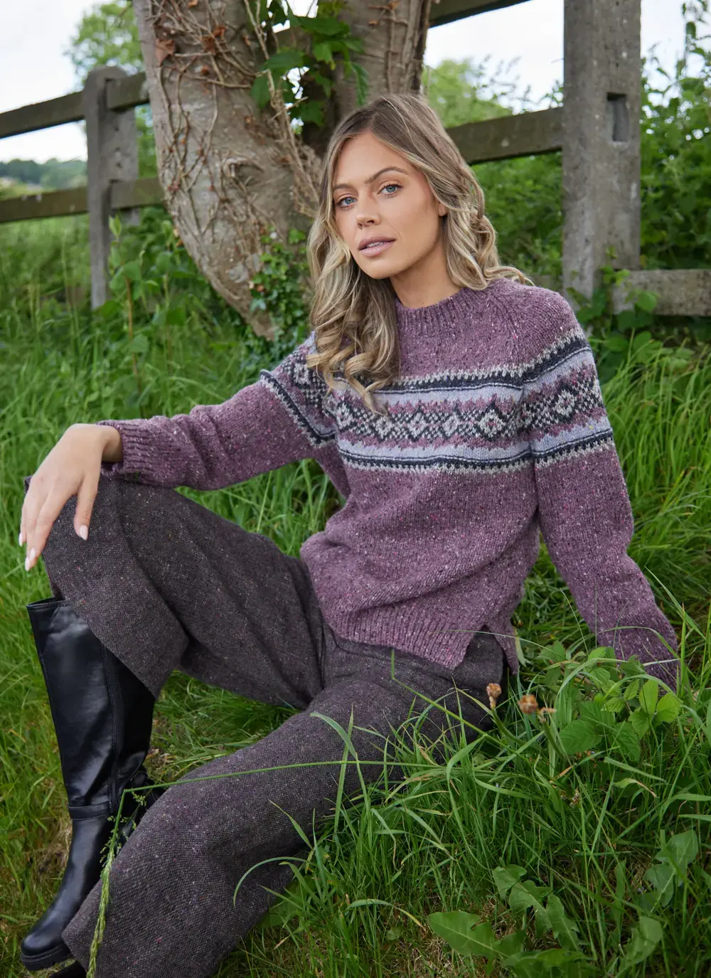 Fisherman Donegal Fairisle Chest Crew 